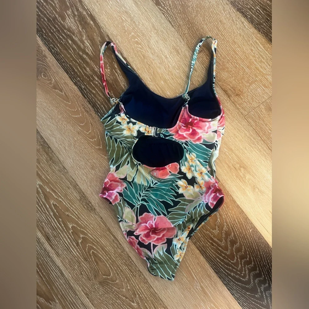 HURLEY One-Piece Swimsuit Pink Poppy Floral Adjustable Straps size small - Picture 4 of 6